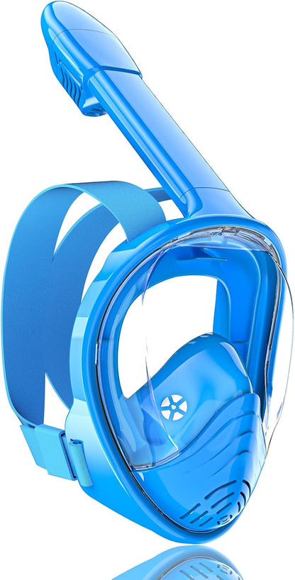 QingSong Kids Snorkel Mask Full Face, Snorkeling Set with Camera Mount, Foldable 180 Degree Panoramic View Snorkeling Gear Anti-Fog Anti-Leak
