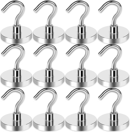 LOVIMAG Magnetic Hooks for Cruise Cabins, 80LBS Magnet Hooks Heavy Duty for Home Accessories, Classroom Must Haves, Magnetic Hook for Metal Door, Magnets with Hook for Hanging-12 Pcs