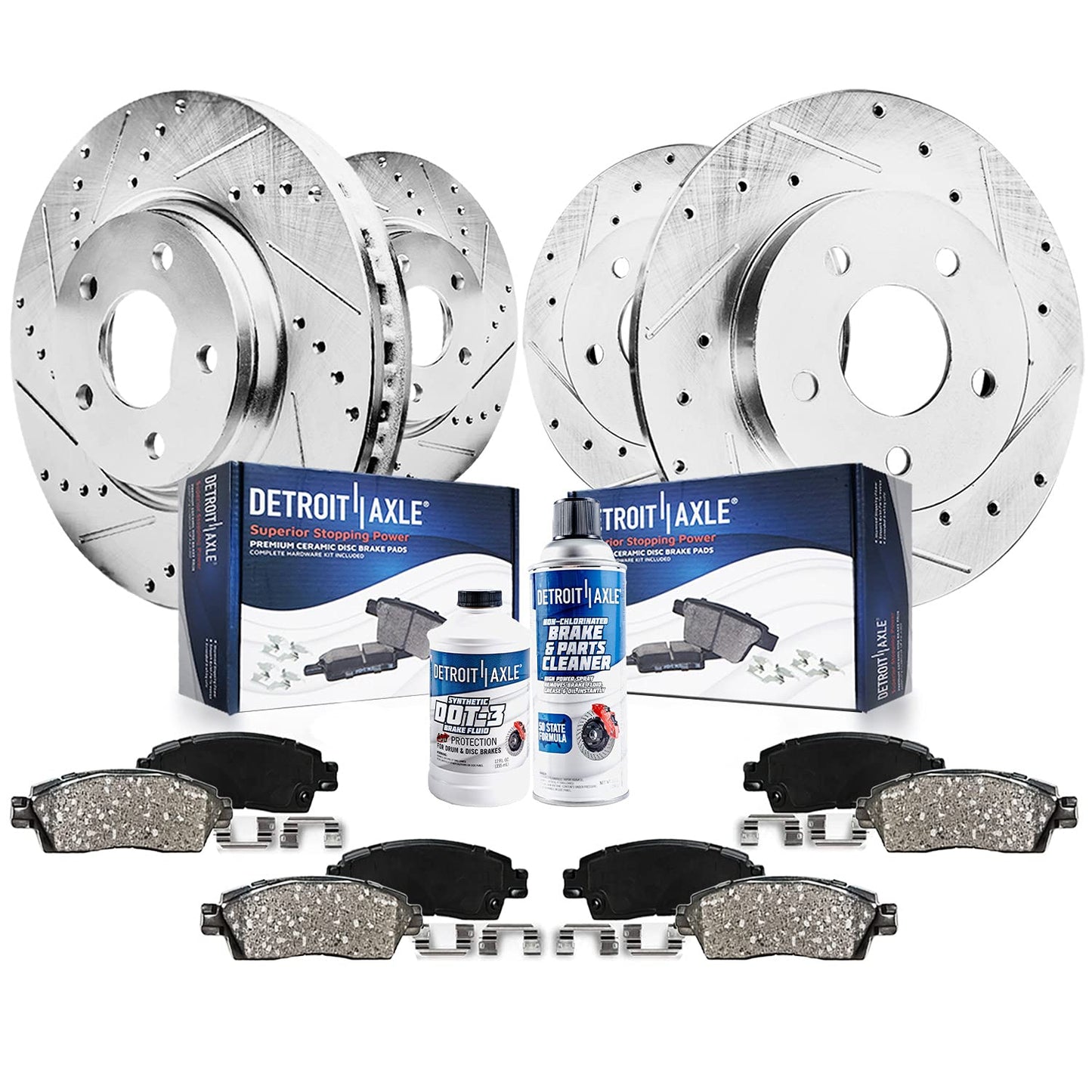 Detroit Axle - 10pc Brake Rotors Brake Pads Kit for 2008 2009 2010 Chevrolet HHR [SS], Drilled & Slotted Brake Rotors Ceramic Br