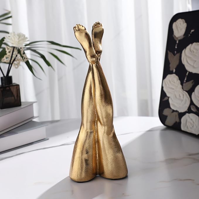 Golden Legs Sculpture Elegant Resin Home Decor Legs Statues Versatile Indoor/Outdoor Ornament, Bedroom, Office Desktop, Cabinets, Perfect (Straight Leg)