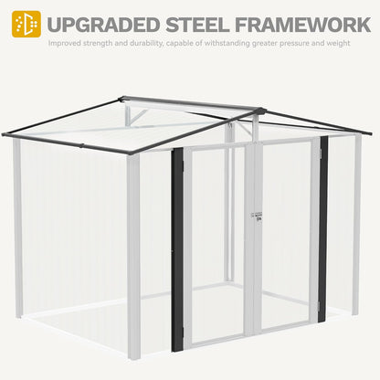 DWVO 8x6ft Metal Outdoor Storage Shed, Waterproof Tool Shed Heavy-Duty Storage Unit with Lockable Door and Vents, Ideal for Bicycles, Tools, Lawnmowers, Backyards, Patios, Lawns - White