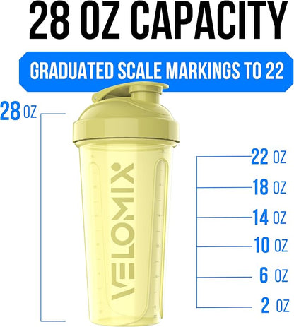 VELOMIX 6 Pack 28oz Protein Shaker Bottle, Pastel Power Series | 6x Wire Whisk, Leak Proof Shaker Cups for Protein Shakes, Stackable, Dishwasher safe, BPA free, Pre Workout and Fitness ready