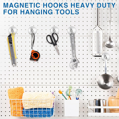 LOVIMAG Magnetic Hooks Heavy Duty, Super Stong Magnetic Hooks Neodymium Magnet Hooks for Cruise, Rare Earth Magnets with Hooks for Magnetic Hanger,Toolbox,Storage,Hanging-12 Pack