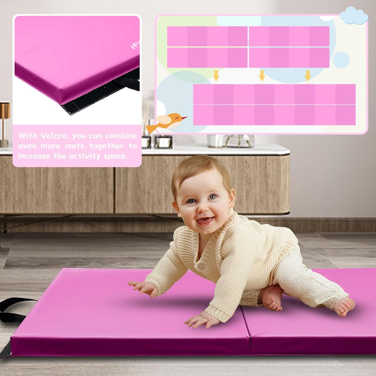 RitFit Upgraded Folding Exercise Mat, 2 Inch Thick Gymnastics Mat 3’x6’,4’x8’,4x10’,2'x8' with Carrying Handles for Yoga, MMA, Stretching, Core Workouts and Home Gym Protective Flooring