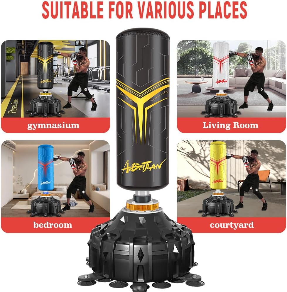 Freestanding Punching Bag with Boxing Gloves, Boxing Bag with Suction Cup Base for Adult Teens-Standing Kickboxing Bag for Home Office Gym