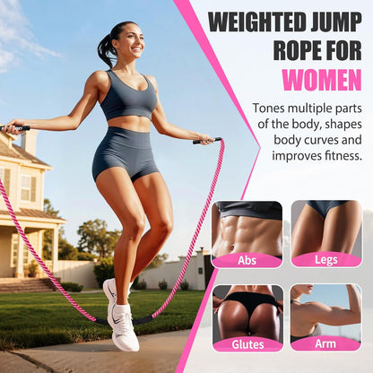 Jump Rope, Weighted Jump Rope for Women, Heavy Jump Ropes for Fitness, Home Gym Exercise Equipment, Adult Skipping Rope for Improve Strength, Weight Loss, Boxing Training,Total Body Workout Equipment