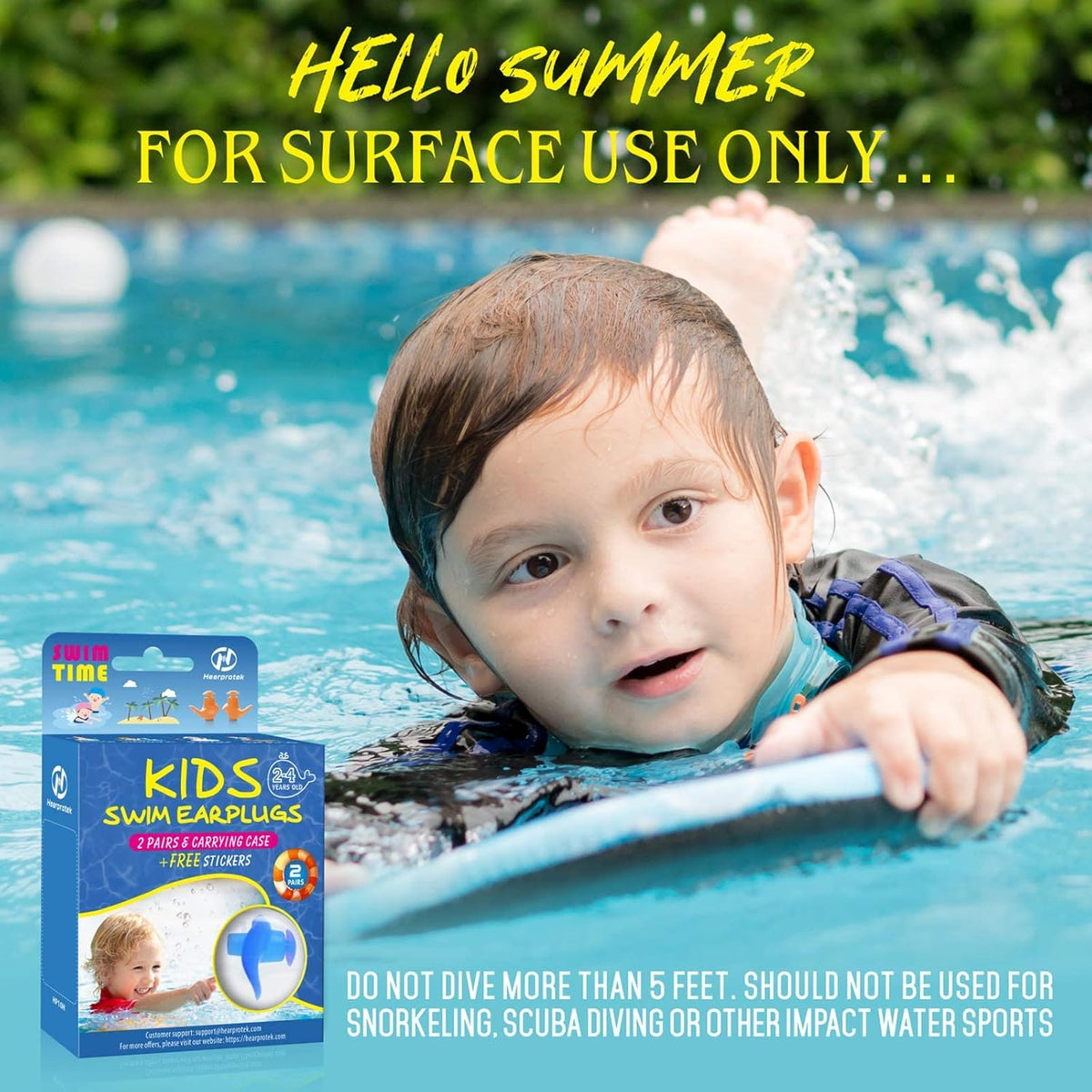 Hearprotek 2 Pairs Swimming Ear Plugs for Kids, Soft Reusable Water earplugs for Kids Swimming Bathing and Other Water Sports