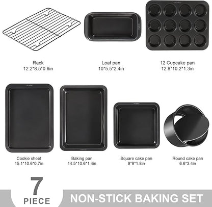 CHEFMADE Bakeware Set, 7-Piece Nonstick Kitchen Baking Set Carbon Steel Oven Bakeware