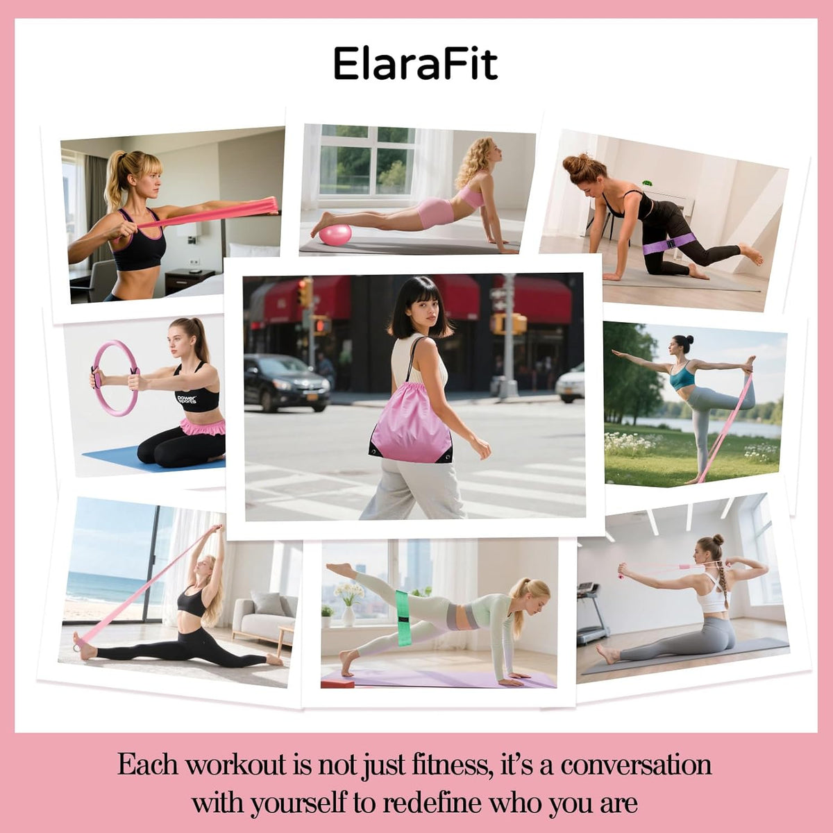 Home Pilates Kit for Women Pilates Equipment Ring and Ball Set Magic Circle Hoop with 5 Resistance Bands Compact Toning Fitness Essentials Starter Set Accessories