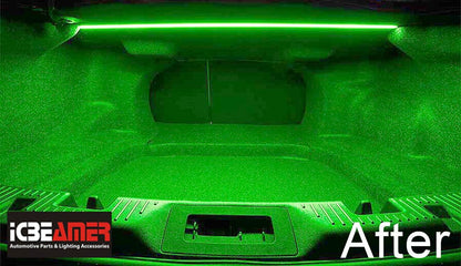 ICBEAMER 12" Green 18 SMDs 2835 LED Strip Light Universal Fit Car Trunk Cargo Area or Interior Illumination