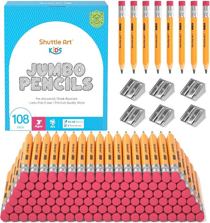 Shuttle Art 108 Pack Jumbo Pencils 4.5in