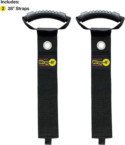 Easy-Carry Wrap-It Storage Straps - 28” (2-Pack) Black with Grommet - Cord Wrap and Hose Organizer for Your RV Tool Kit