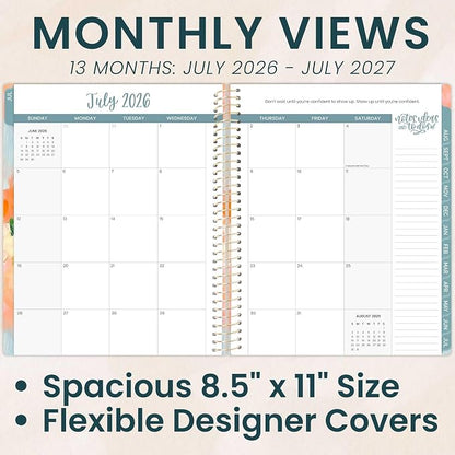bloom daily planners 2026-2027 (8.5" x 11") Academic Year Day Planner (July 2026 - July 2027) - 13 Months Weekly & Monthly Agenda Organizer with Stickers & Tabs - Painted Peonies