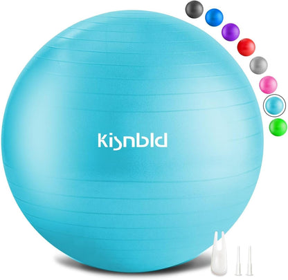 Exercise Ball, Extra Thick Yoga Ball for Workout Pregnancy Stability, 4 Sizes Anti-Burst Balance Ball with Foot Pump - Heavy Duty Fitness Ball Chair for Office, Home & Gym