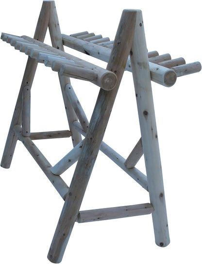 22-Place Freestanding Ski Log Racks, Pole Ski Holders, Garage Racks for Organization, Pole Stands, Snowboard Rack Garage, Snow Skis Sports Storage - Natural