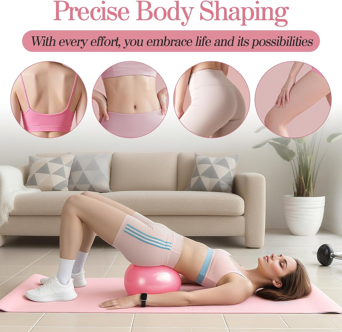 Home Pilates Kit for Women Pilates Equipment Ring and Ball Set Magic Circle Hoop with 5 Resistance Bands Compact Toning Fitness Essentials Starter Set Accessories