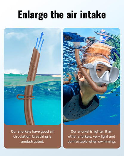 W WSTOO Adults Diving Snorkel Breathing Tube Silicone Flexible Foldable Snorkel Anti-Drop for Freediving Swim Training,Diving and Scuba Diving,Easy to Carry for Travel