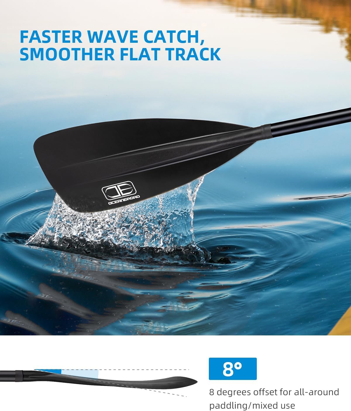 OCEANBROAD SUP Paddle - Adjustable Stand-Up Paddle for Paddleboard Kayak, Adjustable Aluminum Alloy Shaft with Reinforced Nylon Blades
