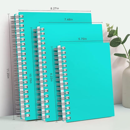 AHGXG Spiral Notebook - A5 Notebook College Ruled, Small 5.7" X 8.22", 300 Pages Thick Notebook Journal, 100GSM Lined Paper, Plastic Hardcover, for Work Office School Writing Notes, Lake Blue