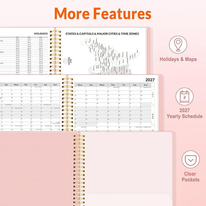 SUNEE 2027 Appointment Book, Quarter-Hourly, Weekly Monthly Planner, 8.5"x11",Pink