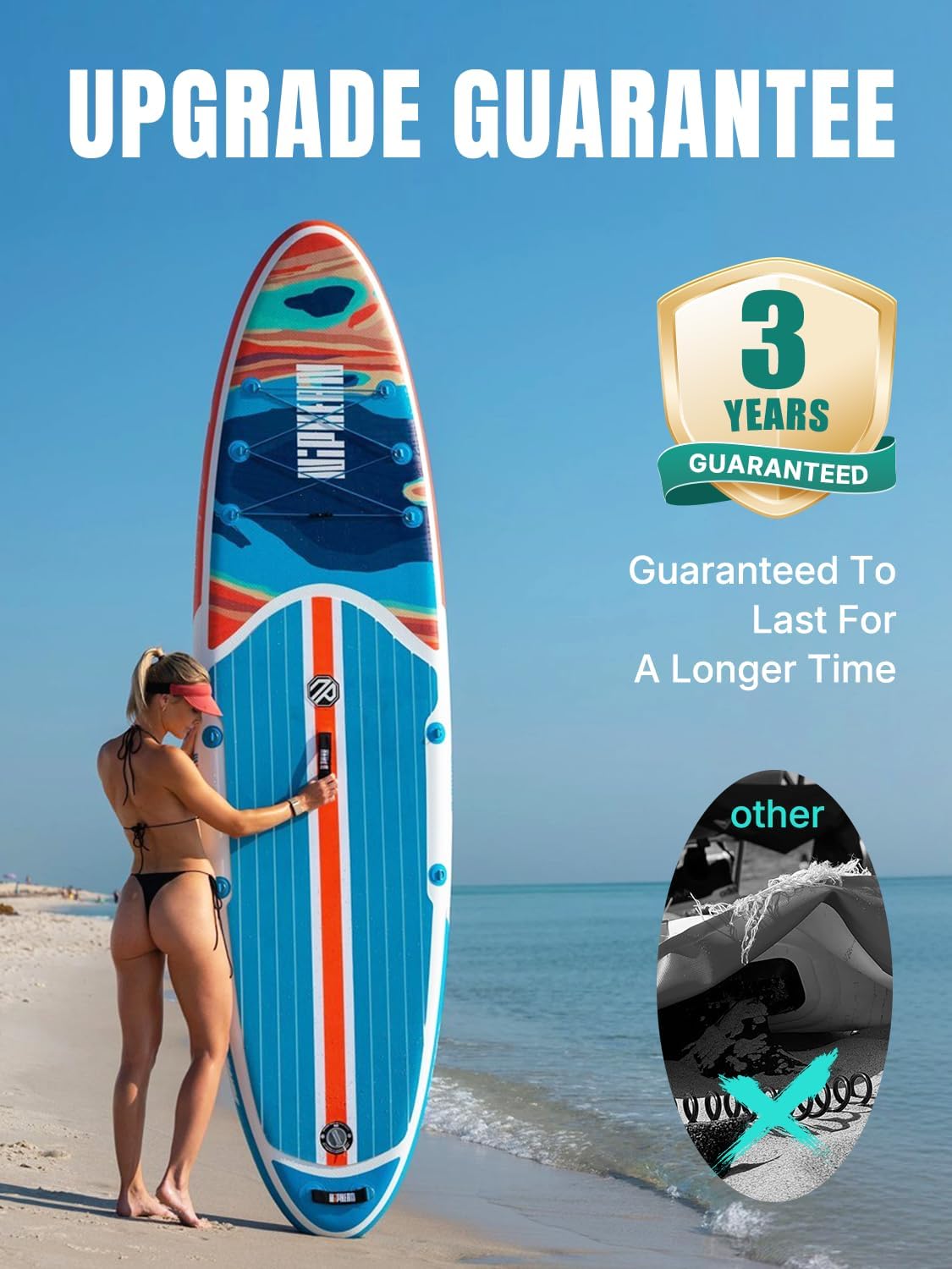 Niphean Inflatable Stand Up Paddle Board with SUP Accessories, Anti-Slip EVA Deck, 10’6’’ Inflatable Paddle Boards for Adults & Youth of All Skill Levels