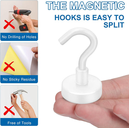 LOVIMAG Cruise Must Haves, 80Lb Magnet Hooks, White Cruise Magnets for Door, Cruise Door Magnets, Magnetic Hooks for Hanging-6Pack