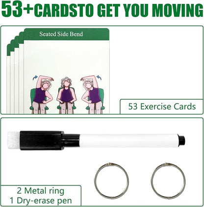 Chair Yoga Workouts for Elderly-58 Exercise Cards with Chair Yoga,Gentle Seated Yoga Guide, Chair Yoga for Weight Loss & Flexibility-Exercise Cards for Seniors Over 60