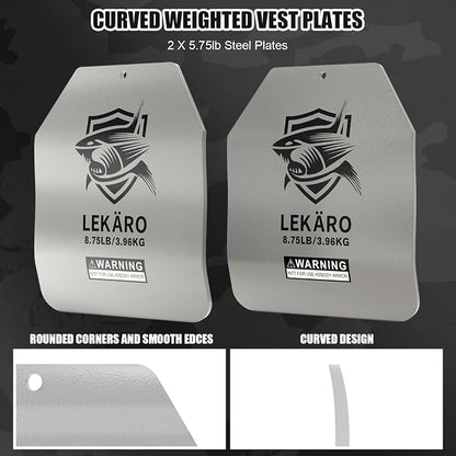 Curved Weighted Vest Plates 8.75 lb & 14.5 lb for Men and Women - 1 Pair Ergonomic Contoured Steel Plates - High-Density Build for Weighted Vests, CrossFit, Hero WOD and Rucking