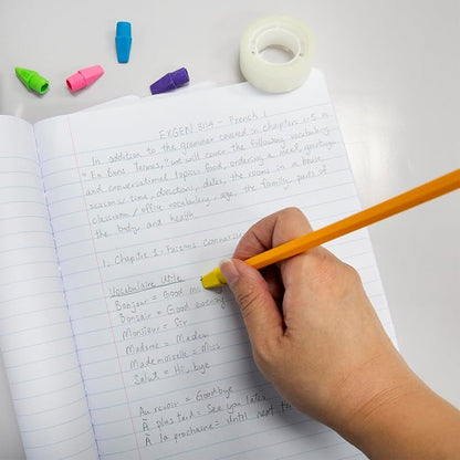 BAZIC Products Neon Pencil-Top Eraser Caps, Latex-Free, PVC-Free, 12-Box