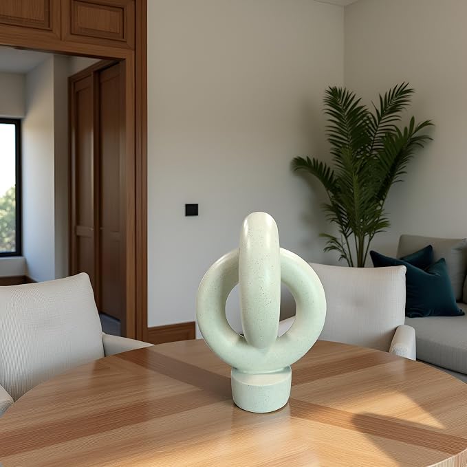 12" Modern Abstract Ring Decorative Sculpture, Knot Sculptures,Home Decor,Coffee Table Statues,Dining Living Room Desk Decor,Light Gray