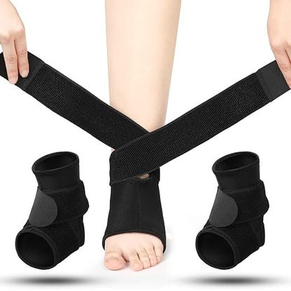 Honoson 2 Pcs Ankle Brace Kid Ankle Support Youth Neoprene Lace up Compression Sleeve Foot Brace Stabilizer with Adjustable Strap for Sport Sprained Plantar Fasciitis Achilles Tendonitis(Black,M)