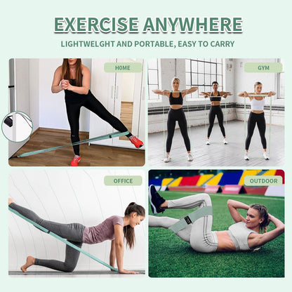 Wide Fabric Resistance Bands Set for Working Out, Non-Slip Exercise Booty Bands for Women & Men Leg and Glutes with Hair Ties and Tape Measure - for Home Gym Workout, Yoga, Pilates