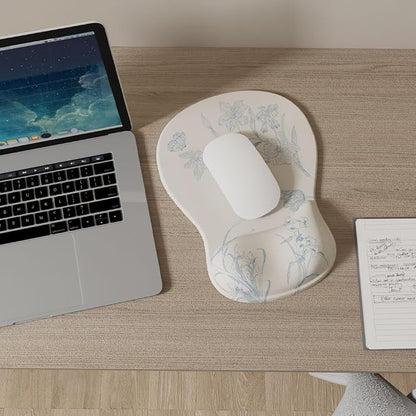 ErgoComfort Gel Wrist Rest Mouse Pad-Ergonomic Office Mousepad with Wrist Support-Non-Slip, Design Desk Accessories Mat for Home&Game Decor (08FloraBliss)