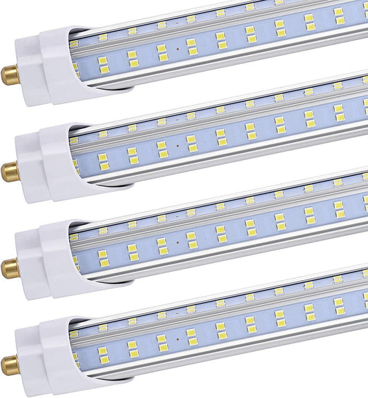 (Pack of 10 8 Foot LED Bulbs,150W 18800lm 6000K, Super Bright, T8 T10 T12 LED Tube Lights, FA8 Single Pin LED Lights, Clear Cover, V Shaped,to Replace Fluorescent Light Bulb