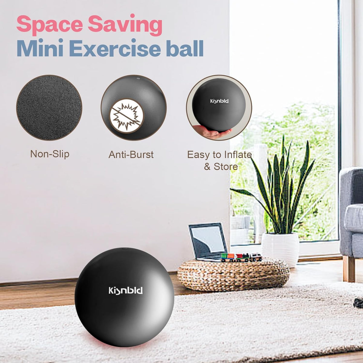 Small Exercise Ball, 9 Inch Mini Pilates Ball, Anti Burst and Slip Resistant Mini Yoga Ball for Stability, Fitness, Physical Therapy, Stretching & Core Strength Workout at Home Gym & Office