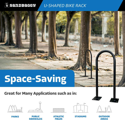 Sandbaggy U Shaped Bike Rack - Outdoor, Commercial - Galvanized Steel - Surface/Ground Mounted (1, Gray)