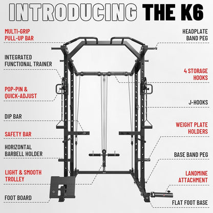Mikolo Power Cage, Power Rack with Cable Crossover System, 1500LBS Squat Rack with LAT Pull Down System, Workout Cage with Pulley System for Fitness Home Gym