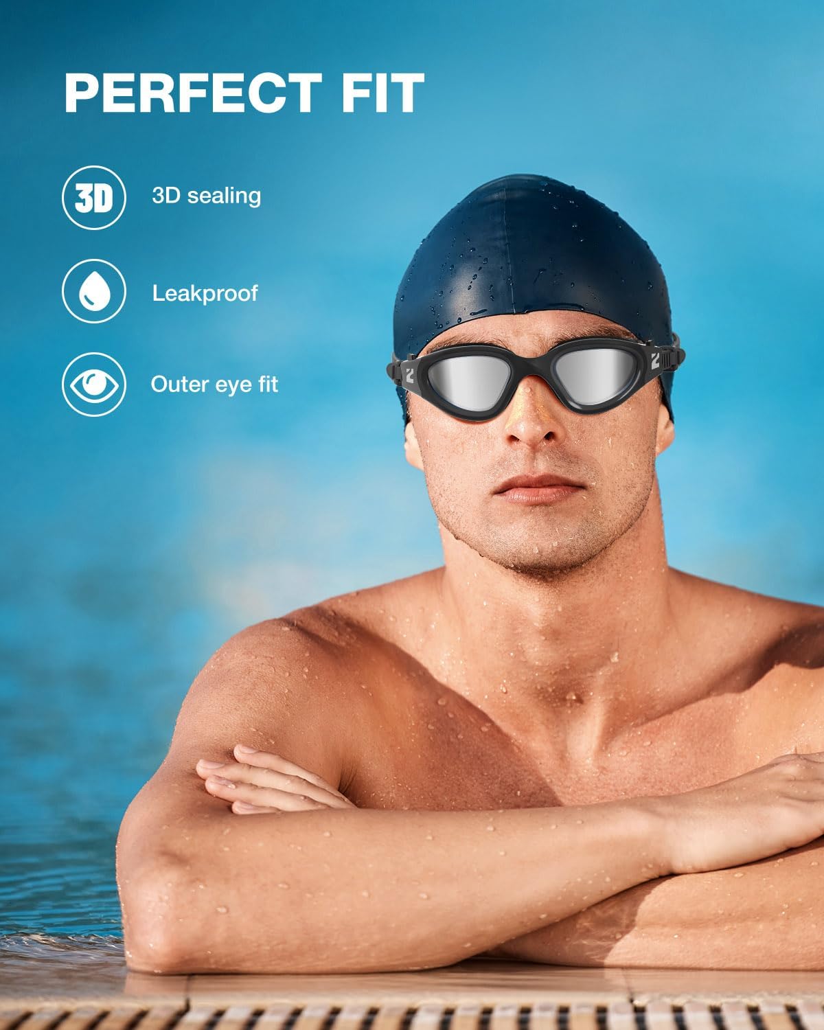 ZIONOR Swim Goggles, G1 SE Swimming Goggles Anti-fog for Adult Men Women