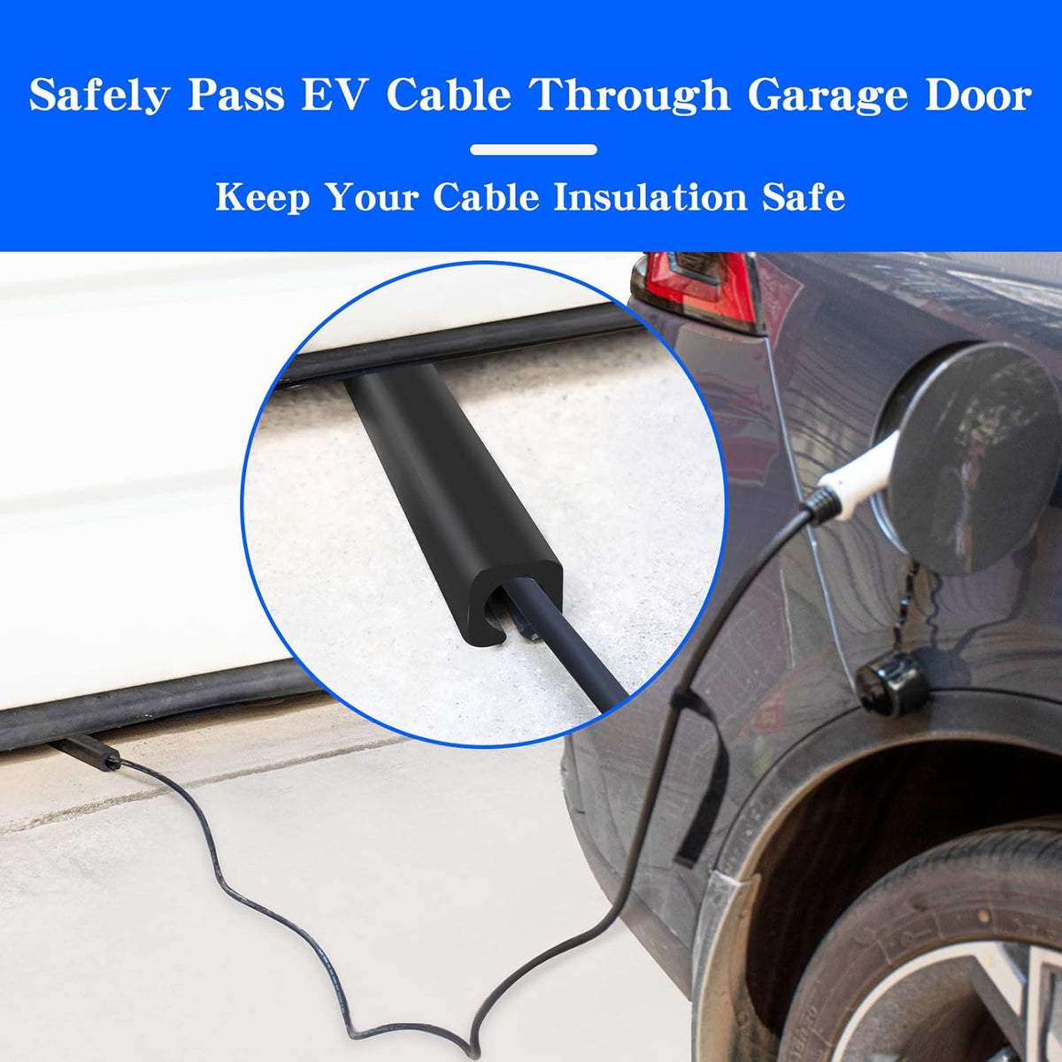 EV Charger Cable Protector, Garage Door Pass Through, Electric Car Charging Cable Protector, Heavy-Duty Soft Rubber, ID 21mm, for Tesla Gen 2 (Model 3/Y/X/S) and J1772 Wall Connectors