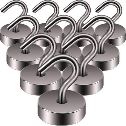 Neosmuk Magnetic Hooks, Cruise Ship Essentials, 40lb+ Heavy Duty Magnetic Hooks for Cruise Cabins, Refrigerator, Grill, Hanging, and Travel | Extra Strong Must-Haves Magnet Hook,Brown,Pack of 10