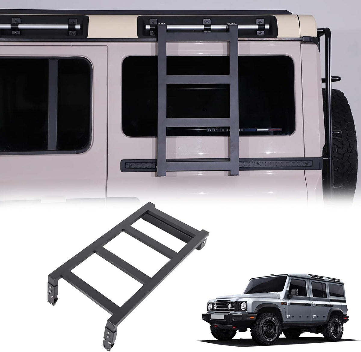 Car Roof Rack Ladder Side Access Ladder Compatible with INEOS Grenadier 2020-2024 Aluminum Alloy Side Window Roof Step Ladder Kit Left Right Universal