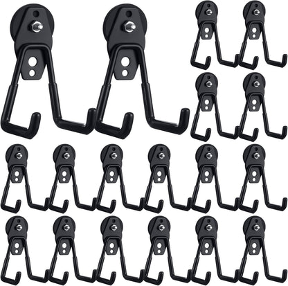 Landhoow Large Magnetic Hooks Heavy Duty Garage Magnet Hooks Strong Storage Utility Magnetic Hangers with Anti Slip Rubber Coating for Indoor and Outdoor Hanging(Black,18 Pcs)
