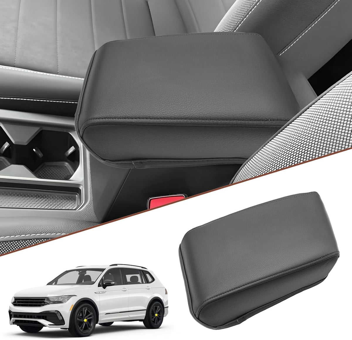SKTU 2024 Tigua n/ 2024 Taos Accessories Center Console Cover for 2018-2024 Volkswagen Tigua n/ 2022-2024 Volkswagen Taos Armrest Cover 2024 Taos Accessories 2024 Taos Center Console Cushion