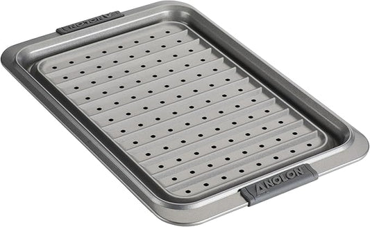 Anolon Advanced Nonstick Bakeware Set, Nonstick Cookie Sheet / Baking Sheet and Crisper Pan - 2 Piece, Graphite Gray