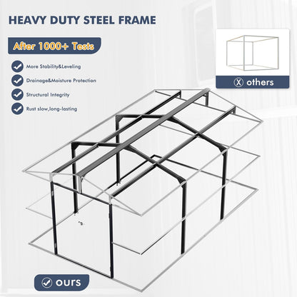 10x16 FT Metal Outdoor Shed Extra Large Waterproof Tools Storage House with Skyview Windows Air Vent Reinforced Frame for Outside Garden Backyard to Store Bikes,Lawnmower,Garage,Dark Grey