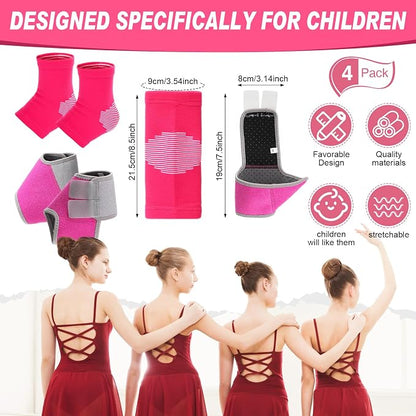 Tarpop 2 Pairs Kids Ankle Brace Set Foot Support Stabilizer Wraps Protector Guard Knitted Ankle Sleeve Sock Support Compression Socks for Injury Prevention(Pink,Large)