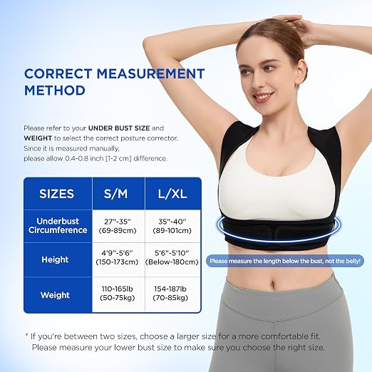 Posture Corrector for Women and Men, Adjustable Upper Back Brace for Clavicle Support and Providing Pain Relief from Neck, Shoulder, and Upper Back (Black, Large/X-Large)