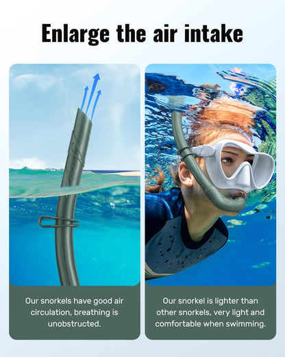 W WSTOO Adults Diving Snorkel Breathing Tube Silicone Flexible Foldable Snorkel Anti-Drop for Freediving Swim Training,Diving and Scuba Diving,Easy to Carry for Travel