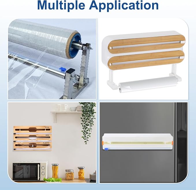 PATIKIL 8pcs Plastic Wrap Cutter, 13in Plastic Wrap Slide Cutter Self Adhesive Installation Replacement for Aluminum Foil Wax Paper Parchment Paper Wrap Dispenser, Blue