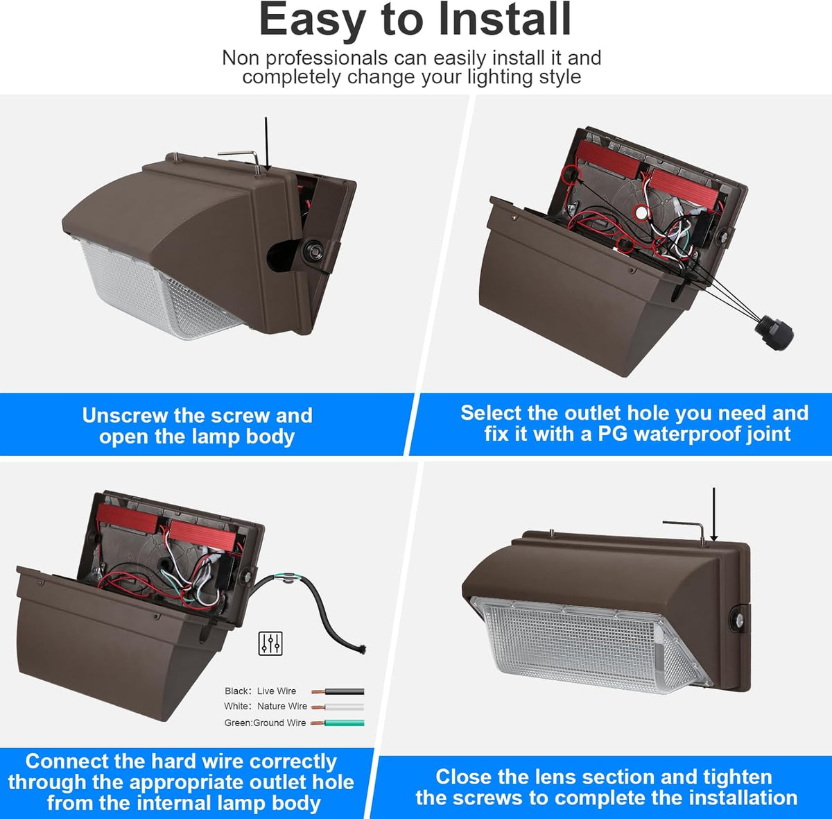 120W LED Wall Pack with Photocell, 5000K 15840LM Dusk to Dawn Lights Security Switch Control Outdoor Wall Light, Commercial Waterproof Rust-Proof Outside Lighting for Barn Shop Garage 8Pack